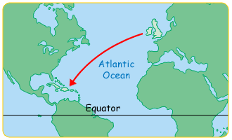 map highlighting UK and the Caribbean islands