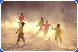 Playing football in Yemen