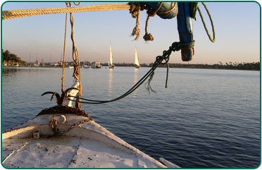 A sailing boat called a felucca.