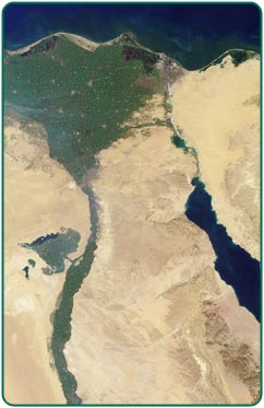 Satellite image of Nile delta and Mediterranean Sea