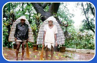 How are these people keeping themselves dry?