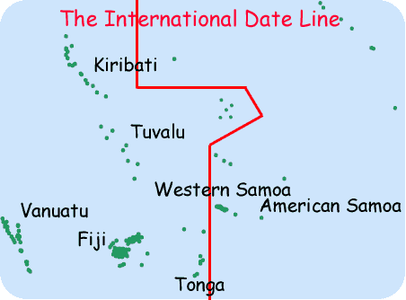The Pacific Islands with International date line