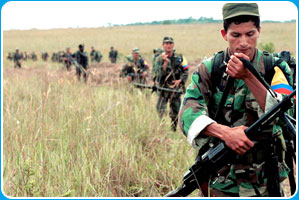 The rebel army, FARC pays for arms through the sale of cocaine.