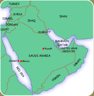 Map of Saudi Arabia
