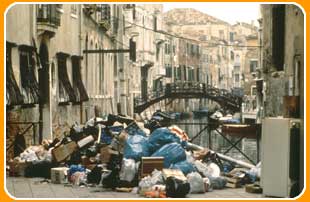 Rubbish piled up in Venice
